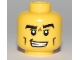 Part No: 3626pb0466  Name: Minifigure, Head Male Black Thick Eyebrows, Cheek Lines and Furrowed Brow Pattern