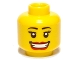 Part No: 3626pb0502  Name: Minifigure, Head Female with Black Eyebrows, Eyelashes, Red Lips, Wide Open Mouth Smile with Teeth and Dimples Pattern