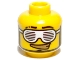 Part No: 3626pb0512  Name: Minifigure, Head Black Eyebrows, Right Shaved, Slotted White Sunglasses, Thin Beard, Lopsided Open Mouth Smile with Gold Teeth Pattern