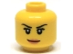 Part No: 3626pb0513  Name: Minifigure, Head Female Black Eyebrows, Short Eyelashes, Nougat Lips, Grin Pattern