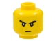 Part No: 3626pb0524  Name: Minifigure, Head Black Eyebrows, Right Scarred, Medium Nougat Chin Dimple, Stern Pattern