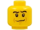 Part No: 3626pb0530  Name: Minifigure, Head Black Wavy Eyebrows, Medium Nougat Cheek Lines and Chin Dimple, Crooked Smile Pattern