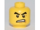 Part No: 3626pb0533  Name: Minifigure, Head Black Raised Eyebrows, Angry Open Mouth, White Pupils Pattern