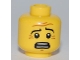 Part No: 3626pb0548  Name: Minifigure, Head Black Eyebrows, White Pupils, Wrinkles, Scared Look, Open Mouth with Teeth Pattern