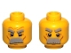 Part No: 3626pb0579  Name: Minifigure, Head Dual Sided Light Bluish Gray Thick Eyebrows and Moustache, Medium Nougat Cheek Lines, Chin Dimple and Wrinkles, Angry Furrowed Brow / Stern Pattern