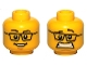 Part No: 3626pb0585  Name: Minifigure, Head Dual Sided Black Eyebrows and Glasses, Medium Nougat Chin Dimple, Open Mouth Smile with Teeth / Scared Pattern