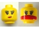 Part No: 3626pb0592  Name: Minifigure, Head Dual Sided Female Black Eyebrows, Eyelashes, Red Eye Shadow and Lips, Smirk with Medium Nougat Dimple / Veil over Mouth Pattern