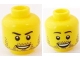 Part No: 3626pb0593  Name: Minifigure, Head Dual Sided Black Eyebrows, Dark Bluish Gray Beard Stubble, Open Mouth Smile with Full Teeth / Top Teeth Pattern