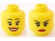 Part No: 3626pb0594  Name: Minifigure, Head Dual Sided Female Black Thin Eyebrows, Eyelashes, Red Lips, Open Mouth Smile with Teeth / Angry Frown Pattern