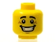 Part No: 3626pb0604  Name: Minifigure, Head Black Eyebrows, White Pupils, Chin Dimple, Crow's Feet, Open Mouth Smile with Teeth Pattern