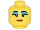 Part No: 3626pb0613  Name: Minifigure, Head Female Black Eyebrows, Eyelashes with Thick Dark Azure Eye Shadow, Smile and Dark Orange Lips Pattern