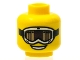 Part No: 3626pb0615  Name: Minifigure, Head White Ski Goggles with Black Strap and Dark Tan and Dark Brown Lens, Open Mouth Smile with Teeth Pattern