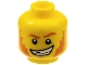 Part No: 3626pb0640  Name: Minifigure, Head Dark Orange Eyebrows and Mutton Chops, Medium Nougat Chin Dimple, Lopsided Open Mouth Smile with Teeth and Chipped Tooth Pattern