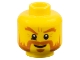 Part No: 3626pb0652  Name: Minifigure, Head Dark Orange Bushy Eyebrows, Moustache, Mutton Chops, Sideburns, and Soul Patch, Furrowed Brow, Mischievous Grin Pattern
