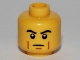 Part No: 3626pb0682  Name: Minifigure, Head Male Black Thick Eyebrows, Brown Cheek Lines, Determined Pattern