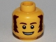 Part No: 3626pb0683  Name: Minifigure, Head Male Brown Bushy Sideburns, Thin Eyebrows, White Pupils and Open Mouth Smile Pattern