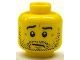 Part No: 3626pb0684  Name: Minifigure, Head Black Eyebrows and Beard Stubble, Medium Nougat Chin Dimple and Wrinkles, Worried Pattern