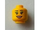 Part No: 3626pb0686  Name: Minifigure, Head Female with Peach Lips, Open Mouth Smile, Black Eyebrows, Light Green Eye Shadow Pattern