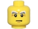 Part No: 3626pb0692  Name: Minifigure, Head Dark Bluish Gray and White Bushy Eyebrows, Dark Orange Chin Dimple and Wrinkles, Neutral Pattern