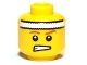 Part No: 3626pb0695  Name: Minifigure, Head Male Headband White, Brown Eyebrows, Teeth Clenched Pattern