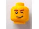 Part No: 3626pb0738  Name: Minifigure, Head Reddish Brown Eyebrows, Left Eye Wink, Lopsided Grin with Dimple Pattern