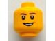 Part No: 3626pb0740  Name: Minifigure, Head Dark Brown Eyebrows, Smile and Beads of Sweat Pattern