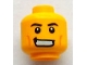 Part No: 3626pb0741  Name: Minifigure, Head Black Eyebrows, White Pupils, Cheek Lines, Crooked Grin with Teeth Pattern
