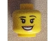 Part No: 3626pb0746  Name: Minifigure, Head Female Black Eyebrows, Dimple, Peach Lips Open Smile Pattern