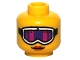 Part No: 3626pb0788  Name: Minifigure, Head Female Glasses with White Ski Goggles with Pink and Purple Glass, Strap and Red Lips Pattern
