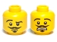 Part No: 3626pb0800  Name: Minifigure, Head Dual Sided Moustache, Goatee, Right Raised Eyebrow, Smirk / Open Mouth Scared Pattern