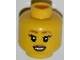 Part No: 3626pb0850  Name: Minifigure, Head Female Brown Eyebrows, Brown Lips, Open Smile Pattern