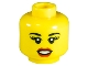 Part No: 3626pb0854  Name: Minifigure, Head Female Black Eyebrows, Thick Eyelashes, Red Lips, Open Mouth Pattern