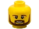 Part No: 3626pb0884  Name: Minifigure, Head Reddish Brown Eyebrows, Moustache and Angular Beard, Medium Nougat Wrinkles, Open Mouth Smile with Teeth Pattern