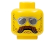 Part No: 3626pb0916  Name: Minifigure, Head Glasses with Silver Sunglasses, Moustache Brown Bushy and Stubble Pattern