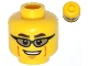 Part No: 3626pb0992  Name: Minifigure, Head Glasses with Trans-Brown Sunglasses, Dark Brown Eyebrows and Cheek Lines Pattern