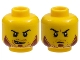 Part No: 3626pb0995  Name: Minifigure, Head Dual Sided Beard Stubble Dark Red, Sideburns, Goatee, Curved Black Eyebrows, Lopsided Open Grin / Determined Pattern