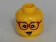 Part No: 3626pb0998  Name: Minifigure, Head Female Glasses Dark Pink, Gray Eyebrows, Crow's Feet Pattern