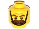 Part No: 3626pb0999  Name: Minifigure, Head Reddish Brown Bushy Eyebrows and Thick Moustache, Black Chin Strap, Medium Nougat Chin Dimple and Wrinkles, Furrowed Brow, Stern Pattern