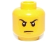 Part No: 3626pb1035  Name: Minifigure, Head Black Eyebrows, Medium Nougat Chin Dimple, Angry Scowl Pattern