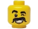 Part No: 3626pb1052  Name: Minifigure, Head Male Thick Black Eyebrows and Moustache, Wink, Smile with White Teeth Pattern