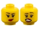 Part No: 3626pb1061  Name: Minifigure, Head Dual Sided Female Black Eyebrows, Eyelashes, Red Lips, Lopsided Grin  / Scared Open Mouth with Teeth Pattern