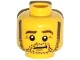 Part No: 3626pb1063  Name: Minifigure, Head Dark Brown Eyebrows, Sideburns and Beard Stubble, Medium Nougat Chin Dimple and Eye Wrinkles, Slight Smirk Pattern