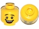Part No: 3626pb1064  Name: Minifigure, Head Male Black Eyebrows, Open Mouth Smile with Dimples, White Teeth and Red Tongue Pattern