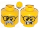Part No: 3626pb1070  Name: Minifigure, Head Dual Sided Black Glasses, Gray Moustache and Eyebrows, Cheek Lines, Mouth Closed / Clenched Teeth Pattern