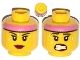 Part No: 3626pb1075  Name: Minifigure, Head Dual Sided Female Pink Headband, Sweat Beads, Red Lips, Mouth Closed / Clenched Teeth Pattern