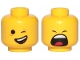 Part No: 3626pb1101  Name: Minifigure, Head Dual Sided Winking and Lopsided Open Mouth Smile with Top Teeth and Red Tongue / Closed Eyes and Yawning Pattern