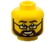 Part No: 3626pb1134  Name: Minifigure, Head Dark Brown Bushy Eyebrows, Full Beard and Moustache, Black Rectangular Glasses, Open Mouth Smile with Teeth Pattern