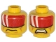 Part No: 3626pb1149  Name: Minifigure, Head Dual Sided Red Visor with 2 White Bands, Cheek Lines, Mouth Closed / Clenched Teeth Pattern