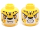 Part No: 3626pb1164  Name: Minifigure, Head Dual Sided Alien Chima Leopard with Bright Light Orange Eyes, Fangs and Black Spots, Neutral / Angry Pattern (Lundor)