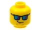 Part No: 3626pb1182  Name: Minifigure, Head Glasses with Blue Sunglasses and Crooked Smile Pattern